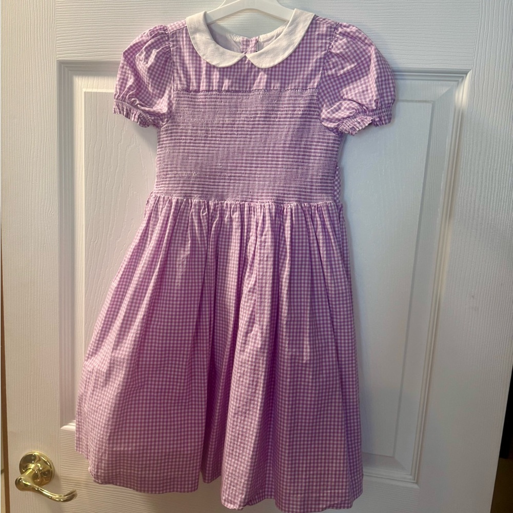 Janie and Jack Lavender Smocked Gingham Dress